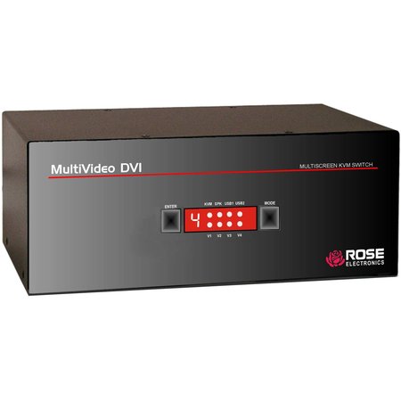 ROSE ELECTRONICS 1X4 Kvm Switch, Dvi-I, Dual-Link, Tri-Video, Usb 2.0 MDM-4T3DDL/A1